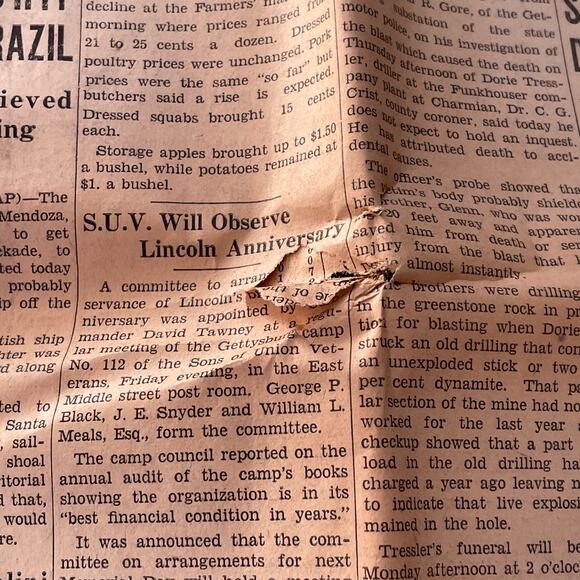The Gettysburg Times Newspaper Vintage 1941 Pennsylvania Ephemera Collectible - Picture 13 of 14